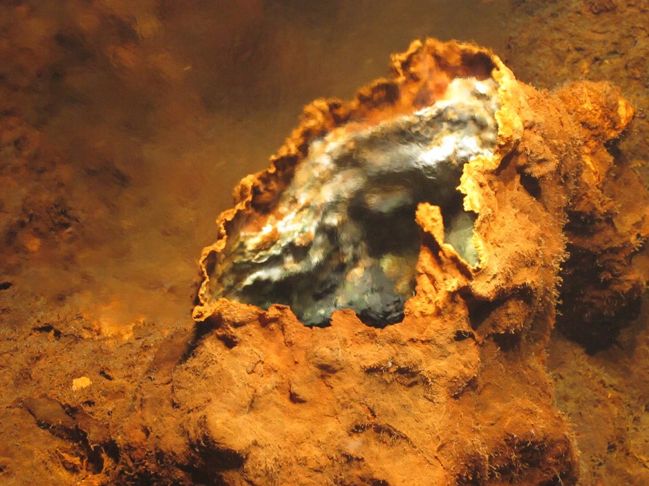 Chimney of the new field where hydrothermal activity is visible. © ROV “LUSO”, Portuguese Task Force for the Extension of the Continental Shelf Image showing chimney of the new field where hydrothermal activity is visible. Image from ROV “LUSO”, Portuguese Task Force for the Extension of the Continental Shelf